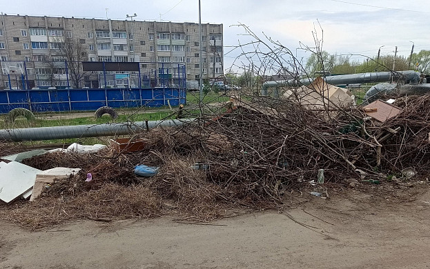 Жители Заволжска жалуются на кучу мусора, лежащую уже третий год